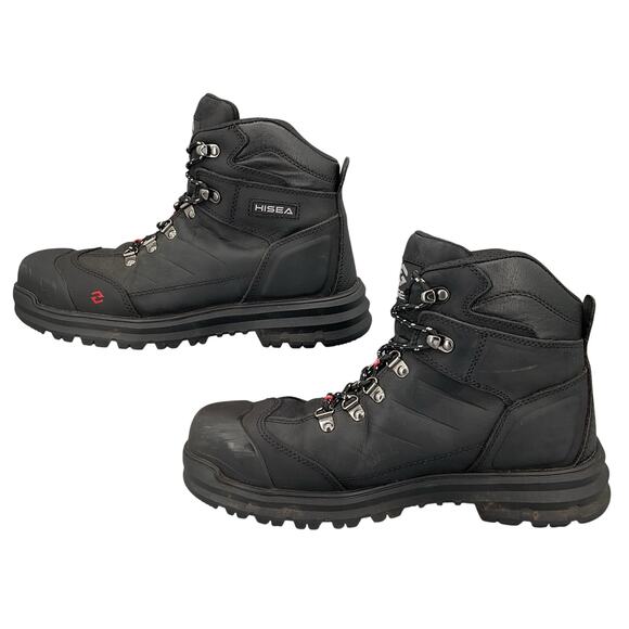 Hisea Men’s Waterproof Composite Toe Work Boots Black Size 9M - Picture 2 of 10